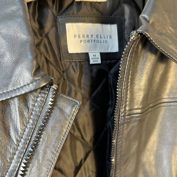 Perry Ellis Portfolio Men's Lambskin Leather Jacket, Size Medium, Black, NWT‎ - Picture 7 of 15